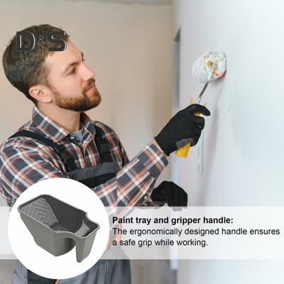 Vassoio per Vernice Vasetto per Vernice Ergonomico con Manico Mini Vassoio in Plastica per Vernice con Texture Profonda Telaio Rullo per Pittura