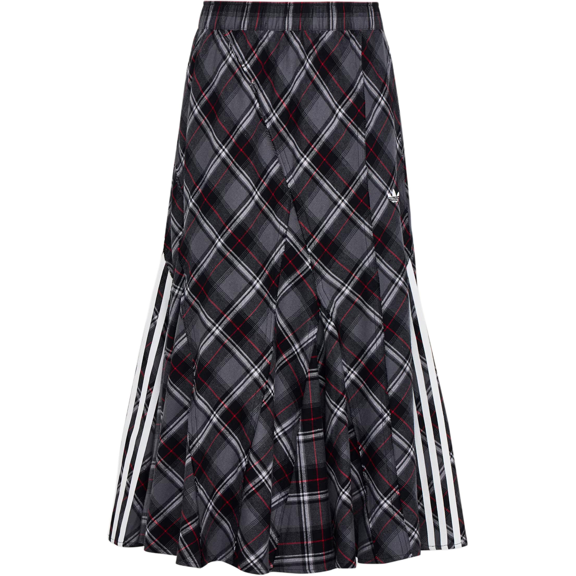 adidas Originals Women s Check A-Line Midi Skirt Black/Red KT6381 L