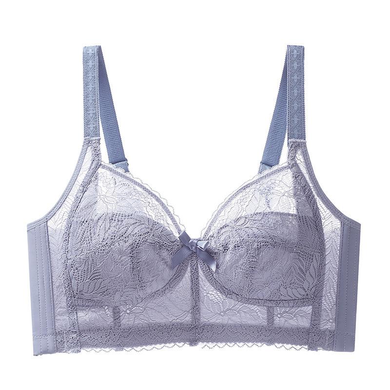 Women Beige Lace Underwire Bra Full Cup Support Lingerie for Large Bust