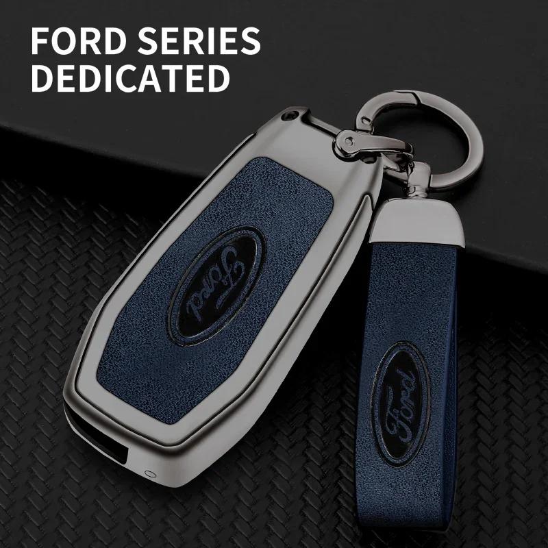 Car Sticker Hot For Ford New 3 Button Leather Car Remote Key Case Cover Shell Protection Bag For Ford Figo Mondeo 5 Ecosport Pum