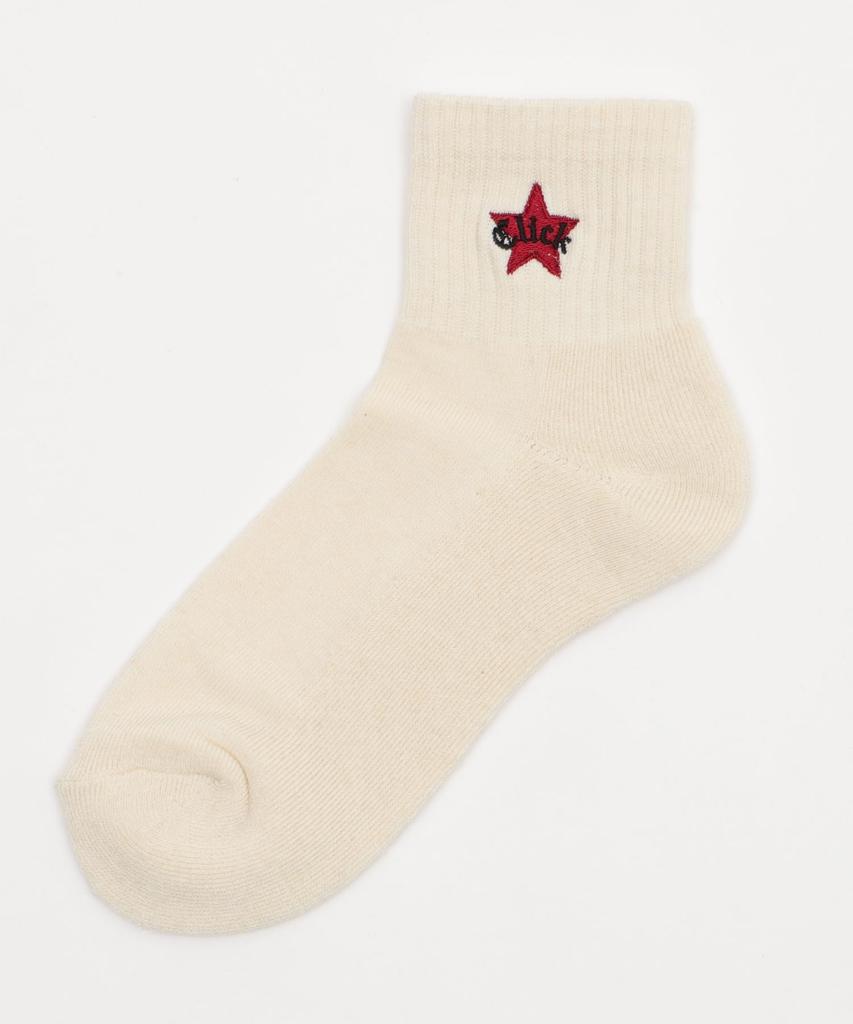 WEGO Star Embroidered Ankle Pile Sizes White Ivory Women's Socks, 23-25cm,