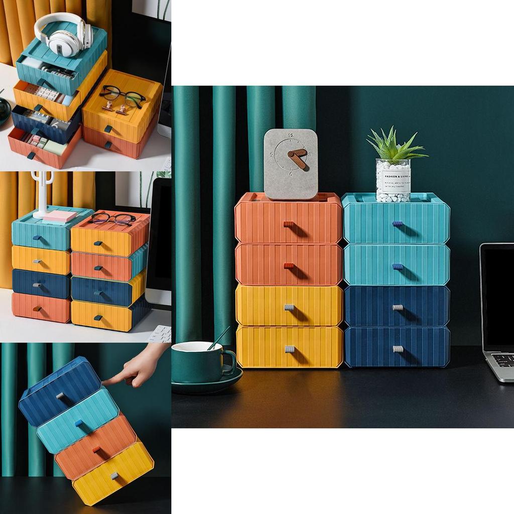 Durable Desktop Organizer Storage Box With Mini Drawer For Cosmetics And More