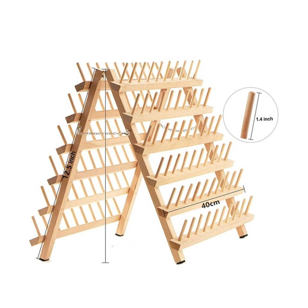 Wooden Thread Rack Easy to Use Freestanding Hair Extension Holder Premium