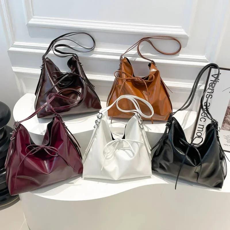 PU Bow 2026 High Quality Tote Bag Buckle Solid Color Fashi Women's Handbag High Appearance Soft Simple Versatile Shoulder Bag