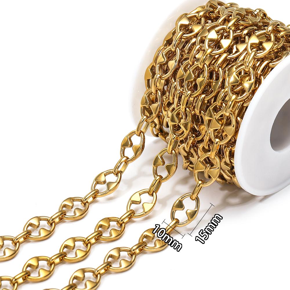 1 Meter Stainless Steel O Link Rolo Cable Chunky Chains for DIY Jewelry Bracelets Supplies Necklace Findings Earrings Making