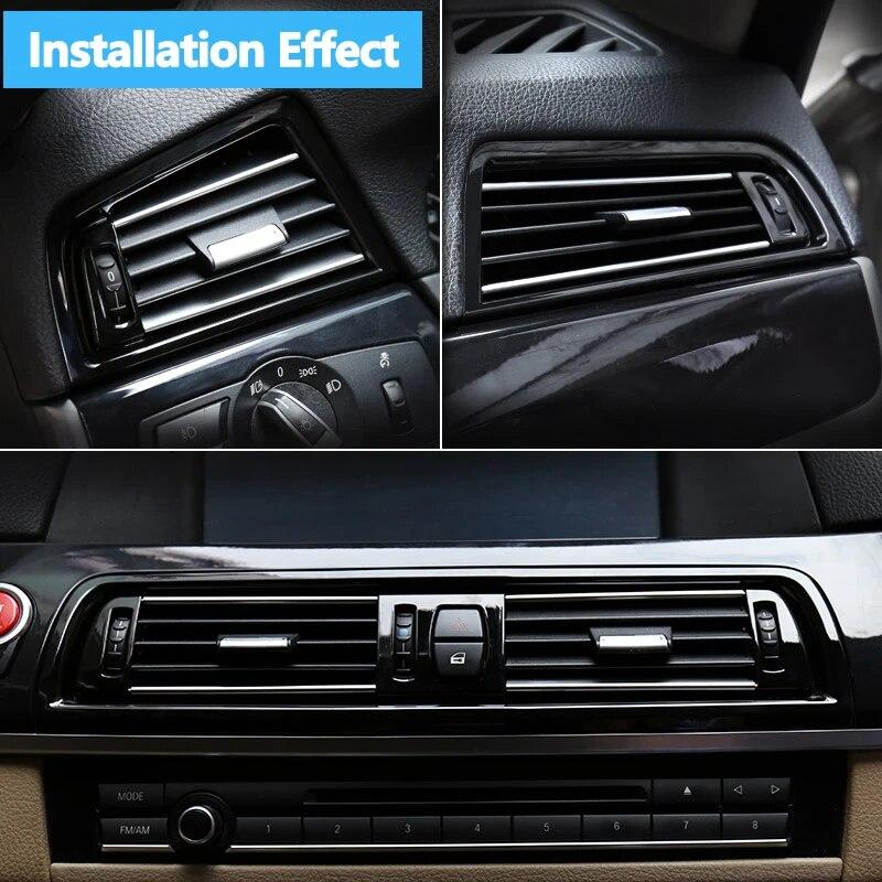 LHD RHD Piano Black Front Air Vents AC Outlet Panel Chrome For BMW 5 Series F10 F11 F18 520i 523i 525i 528i 535i
