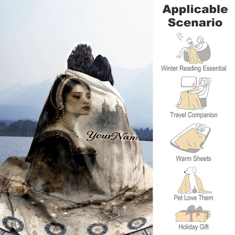 Gothic Illustrations Personalized Name Blanket Lightweight Customizable Blanket Comfortable Versatile for Office Bedding Living Room Sofa