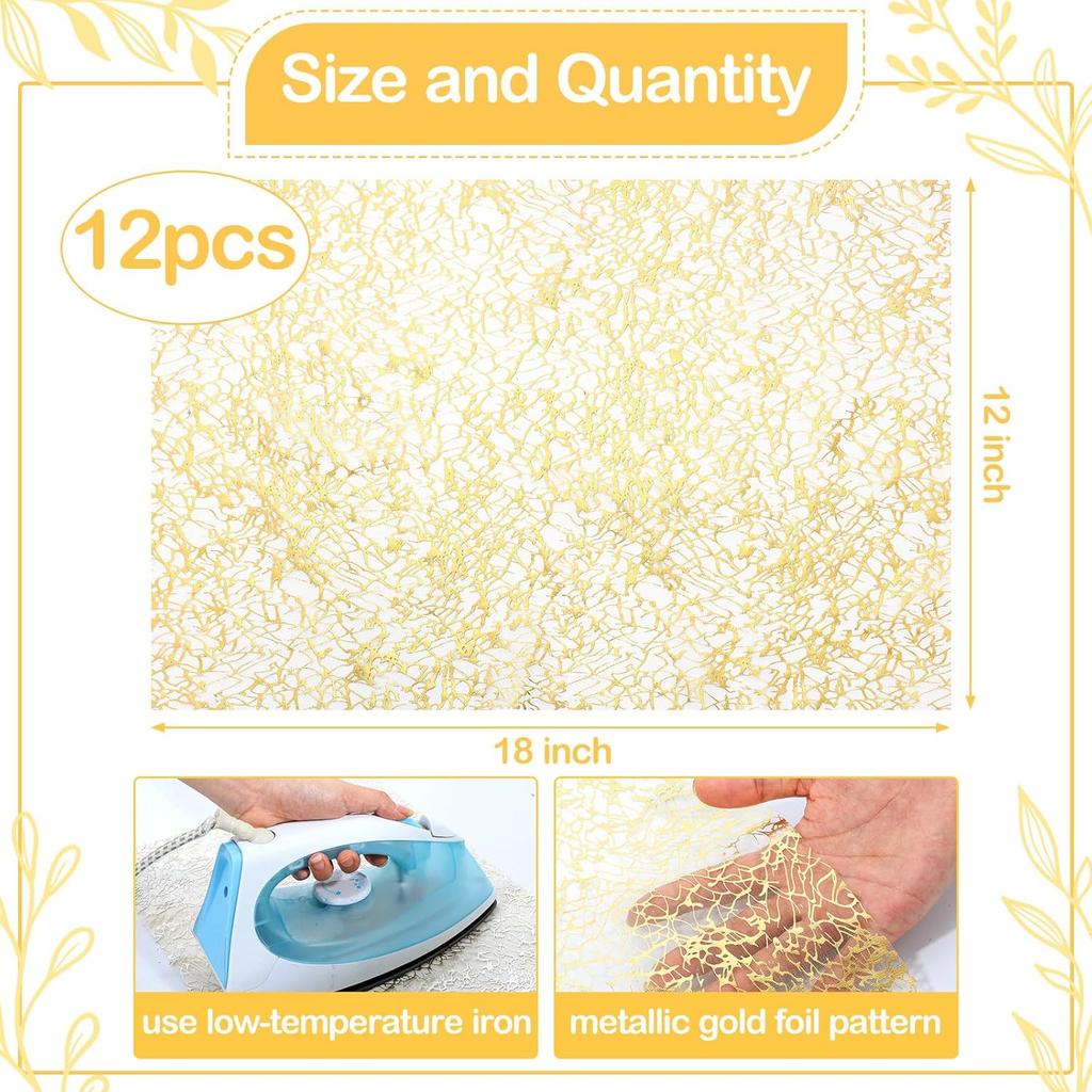 12 Pcs Gold Disposable Placemats Bulk 12 x 18 Inch Gold Doilies Metallic Glitter Rectangle Foil Placemats Table Decoration Dining Place mats for