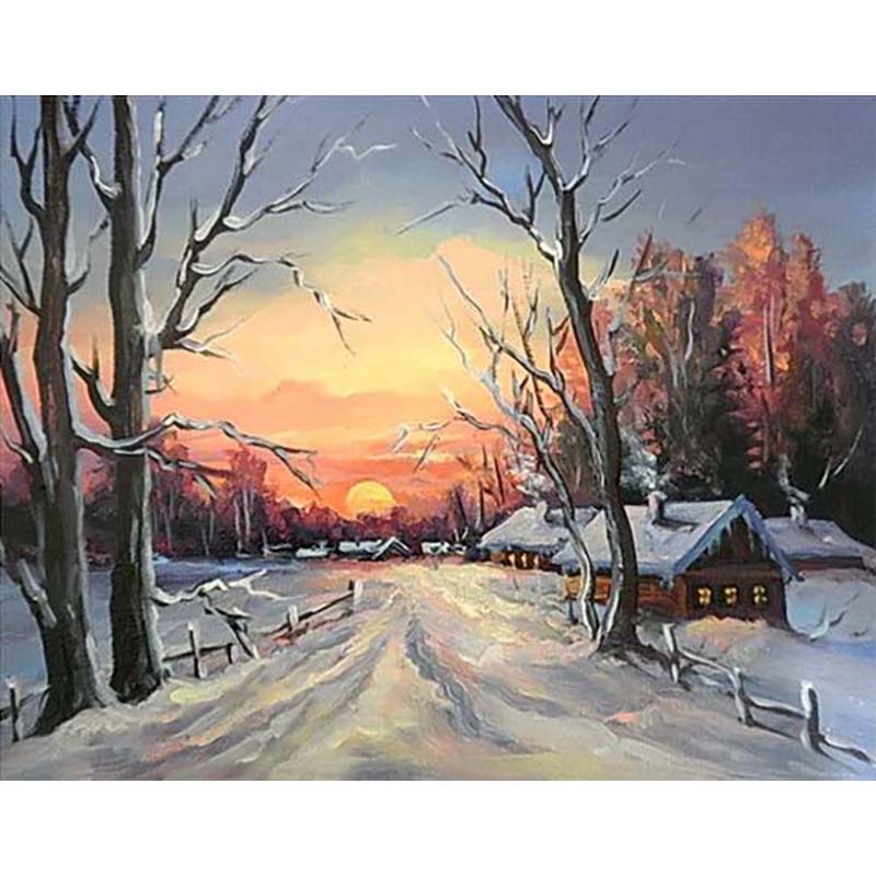 Zăpadă Scenic DIY 5D pictură cu diamant complet rotund burghiu peisaj broderie cu diamante cu punct de cruce kituri mozaic artă perete decor acasă