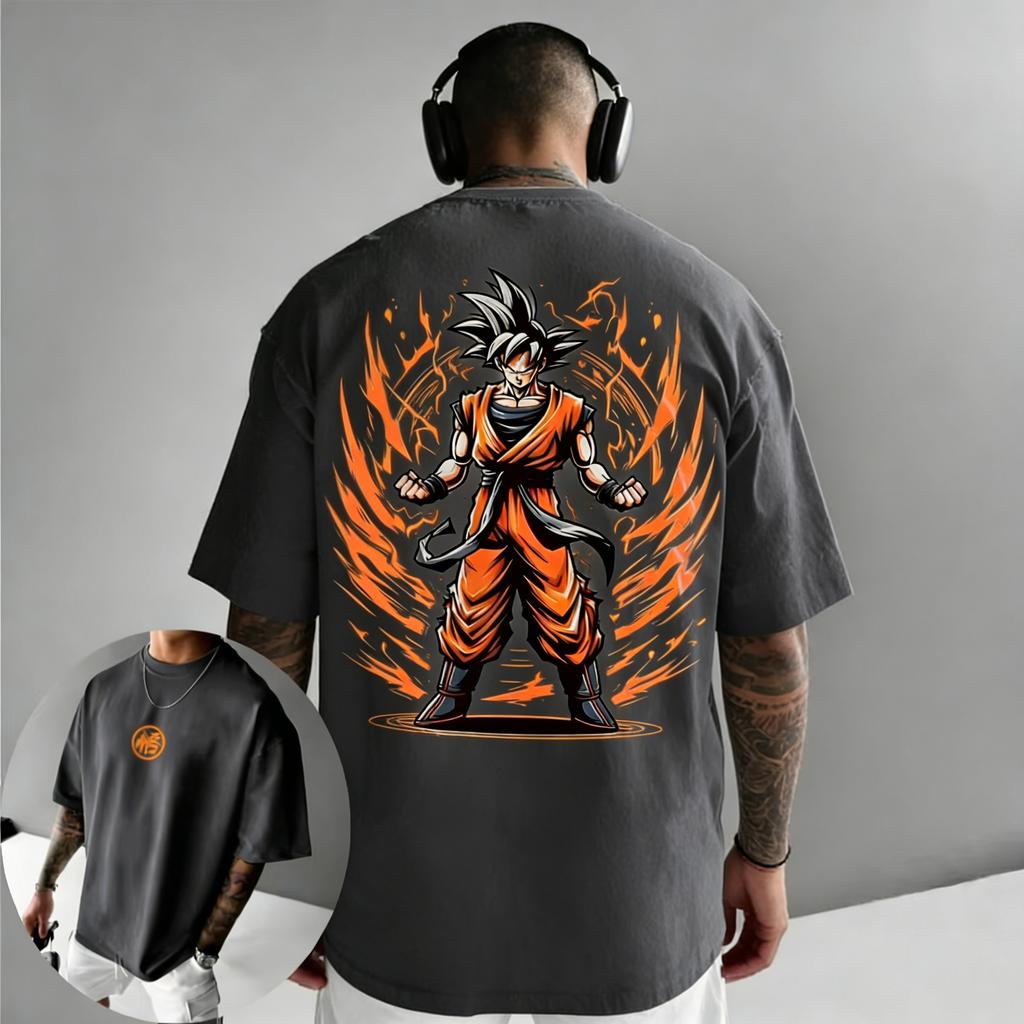 Dragon Ball Anime Goku Printed Cotton T-shirt Harajuku Men and Women Summer New Large Loose Casual Short Sleeve Top