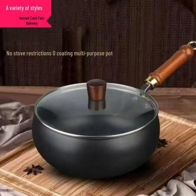 Wok de cuisson en fonte à grand ventre antiadhésif Zhangqiu - Authentique, Sans revêtement, Style ancien