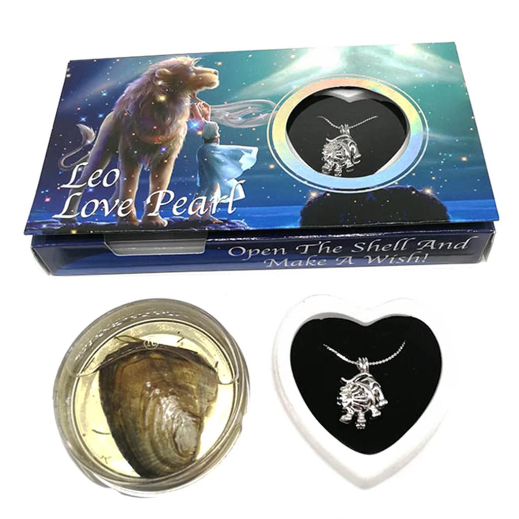 Kit Fai da Te Creazioni Perla d'Amore Zodiaco Desideri con Collana Ciondolo Conchiglia di Perla d'Acqua Dolce Scatola Regalo in Lattina per Decorazione Donna