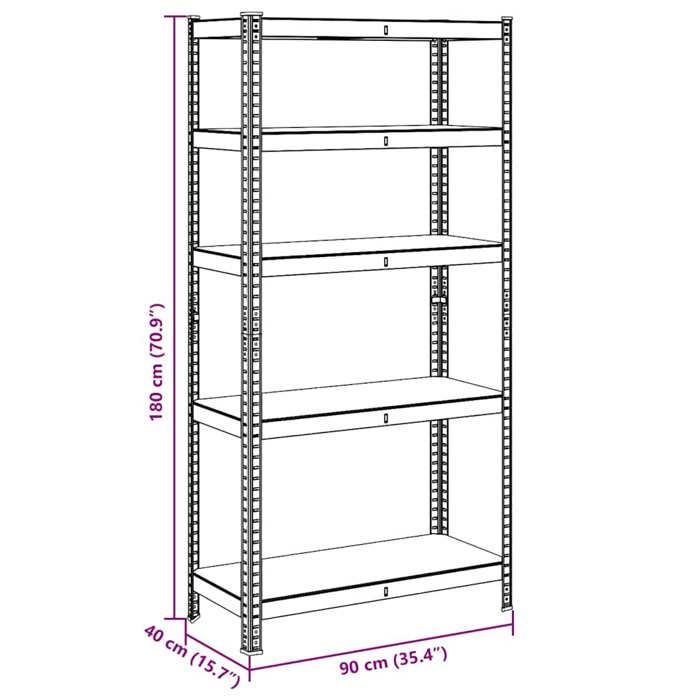 VidaXL Storage Rack 5 Levels Anthracite Steel Engineered Wood 4016951