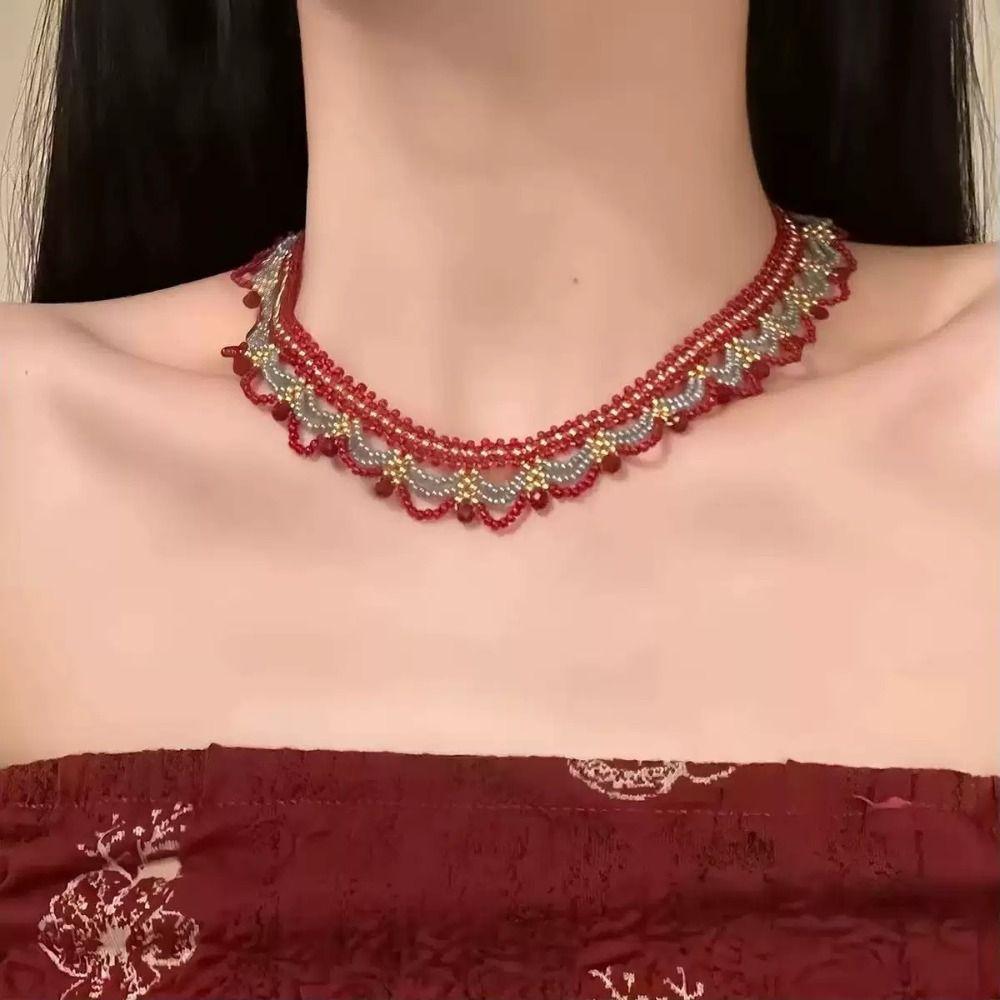 Ethnic Style Beads Necklace Tang Ming Song Dynasty Multi-layer Lace Necklace  Gift