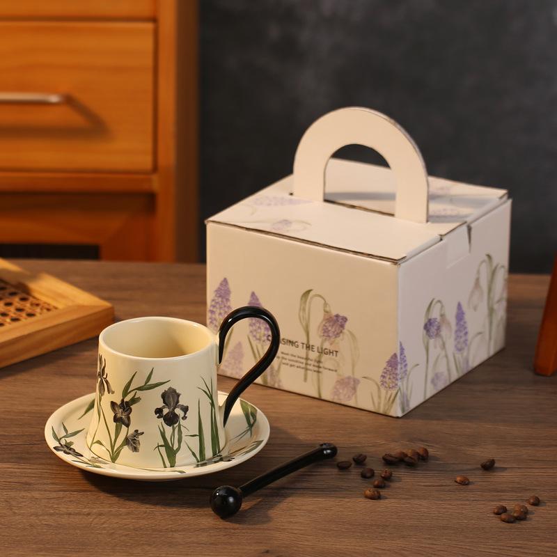 Iris premium retro set ceramic coffee cup saucer high value cup exquisite souvenir afternoon tea water cup