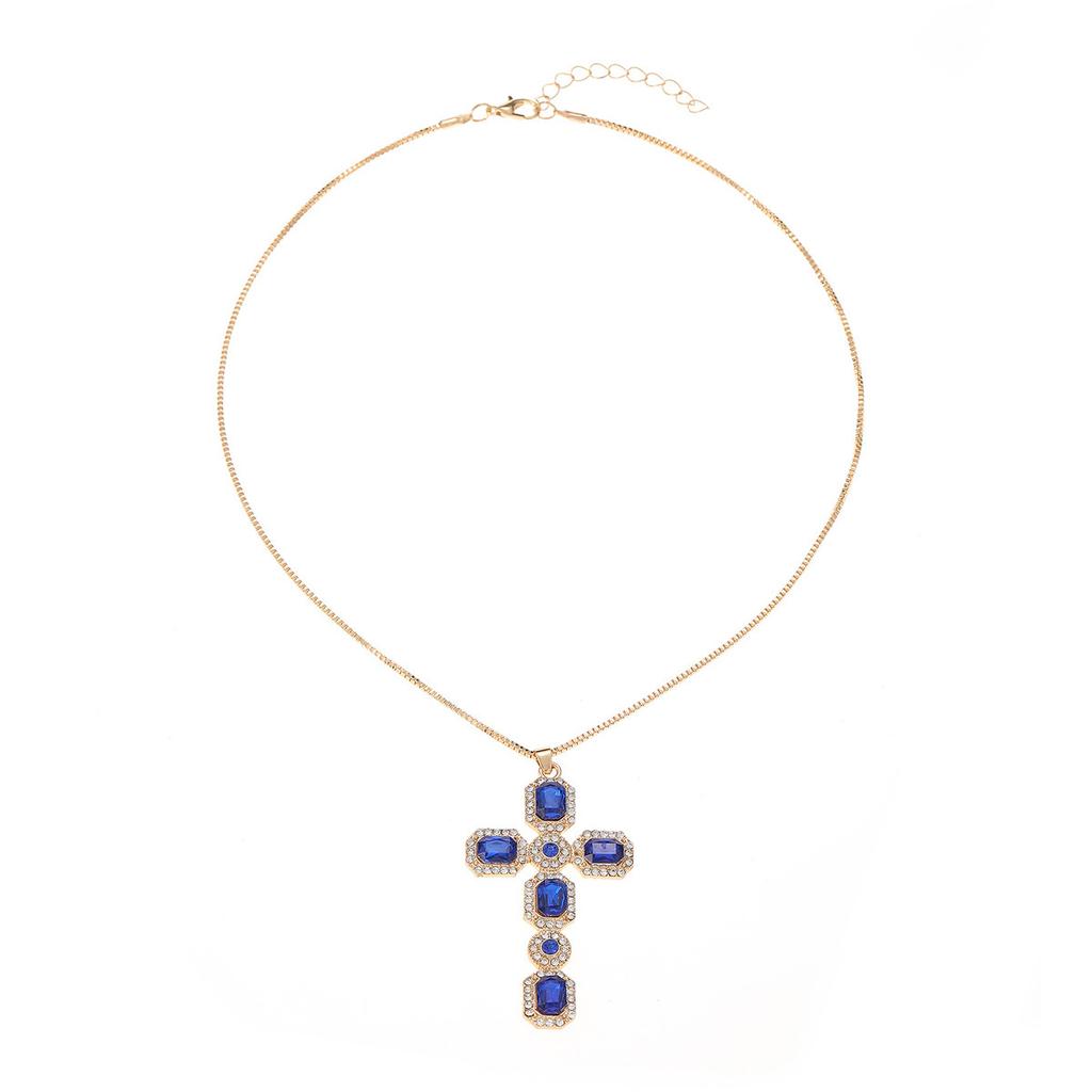 European and American Jewelry, Simple Ins Cross Pendant Necklace, Personalized Niche Design Sense, Diamond-encrusted Collarbone Chain for Women