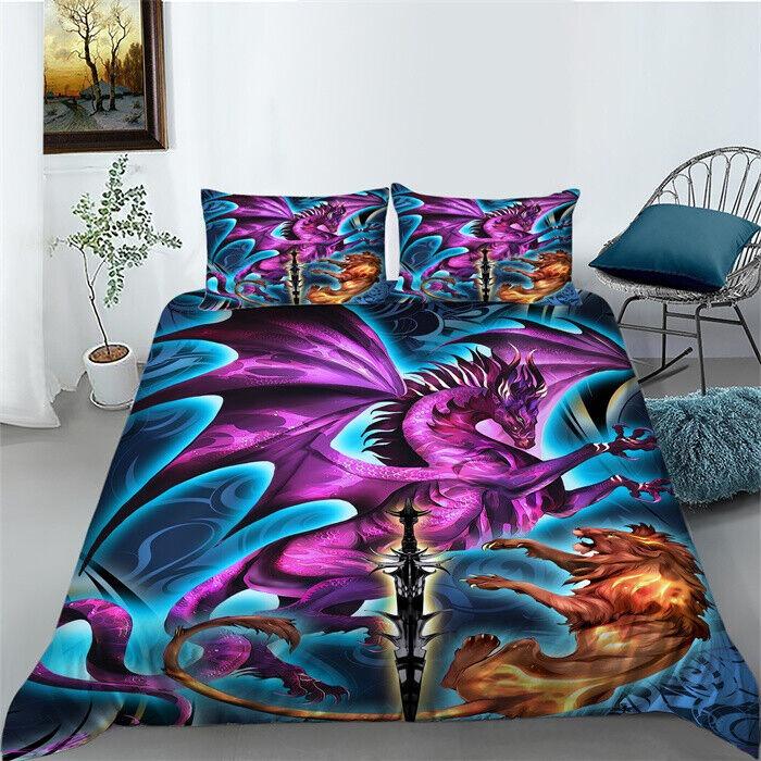 3D Printed Animal Bedding Set King Queen Bed Down Duvet Cover Pillowcase 2/3pc Quick Drying Bed Cover Luxury Cover Home Textile