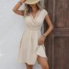 Spring/Summer 2025 French Holiday Lace Hollow V-Neck Dress - Floral Cut A-Line Skirt for Women