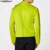 INCERUN Blazer corto da uomo con risvolto, manica lunga, incrociato lateralmente, giacche casual, cappotti