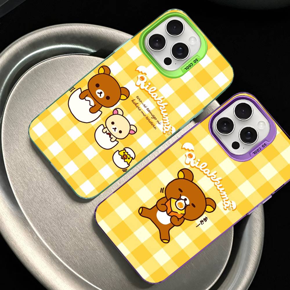 Rilakkuma Relaxed Bear Phone Cover For IPhone 16 15 14 13 12 11 17 Pro Max Plus Color Silver Shell