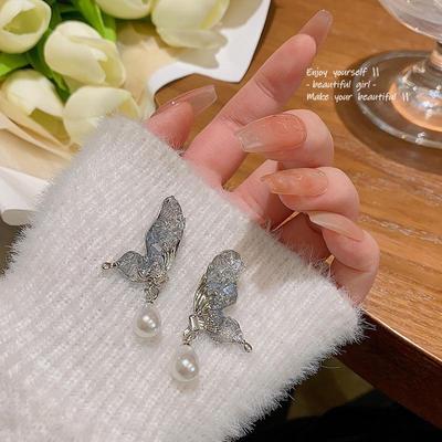 Orecchini Farfalla Blu con Perle in Argento 925 - Versatili ed Eleganti per Donna
