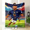 "France Football Player Graphic Blanket" Patterned Flannel Blanket Perfect for the Bedroom Living Room, Sofa, or a Little Nap