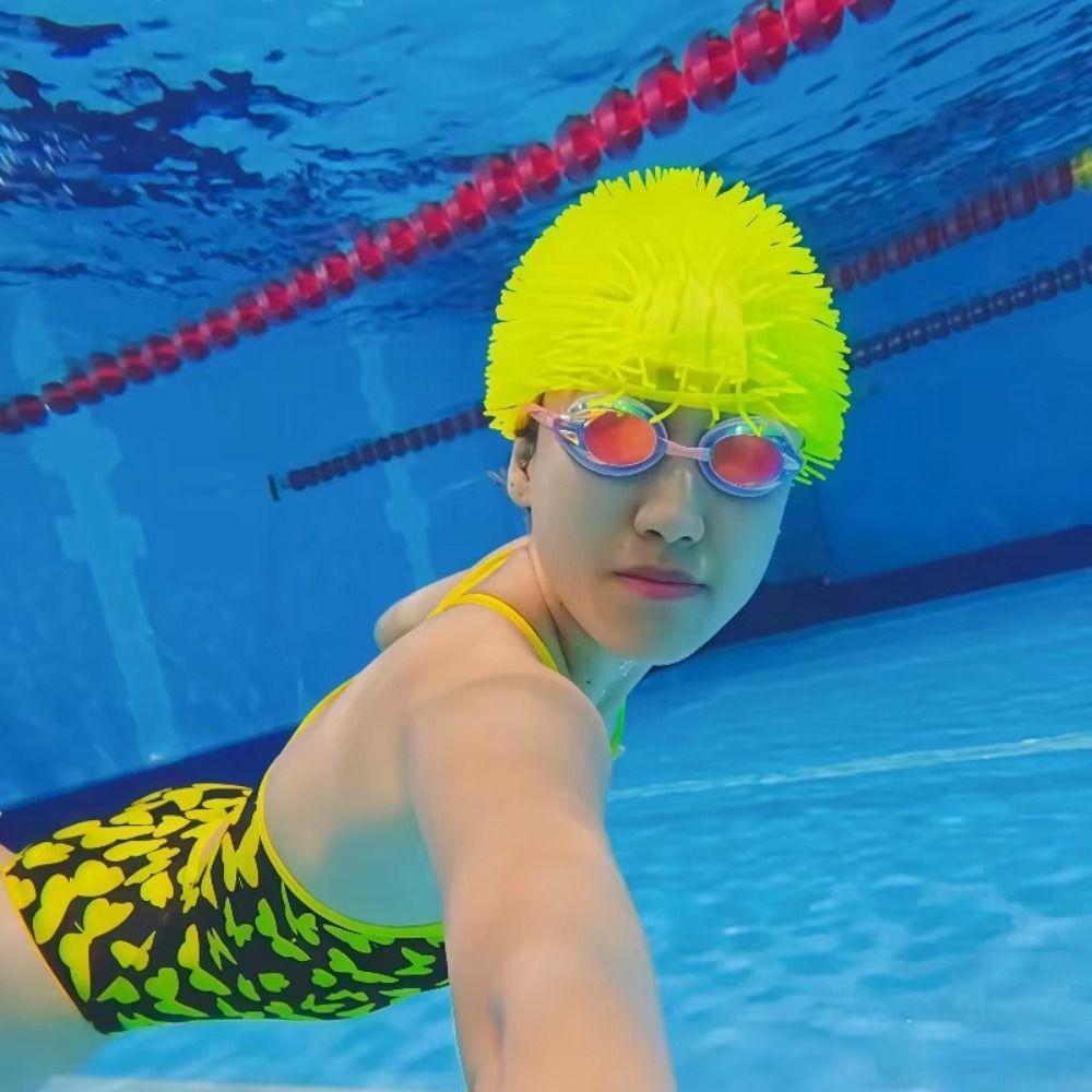 Long Hair Design Spiky Ball Swim Hat Sea Urchin Shape Sea Urchin Hat Water Activities