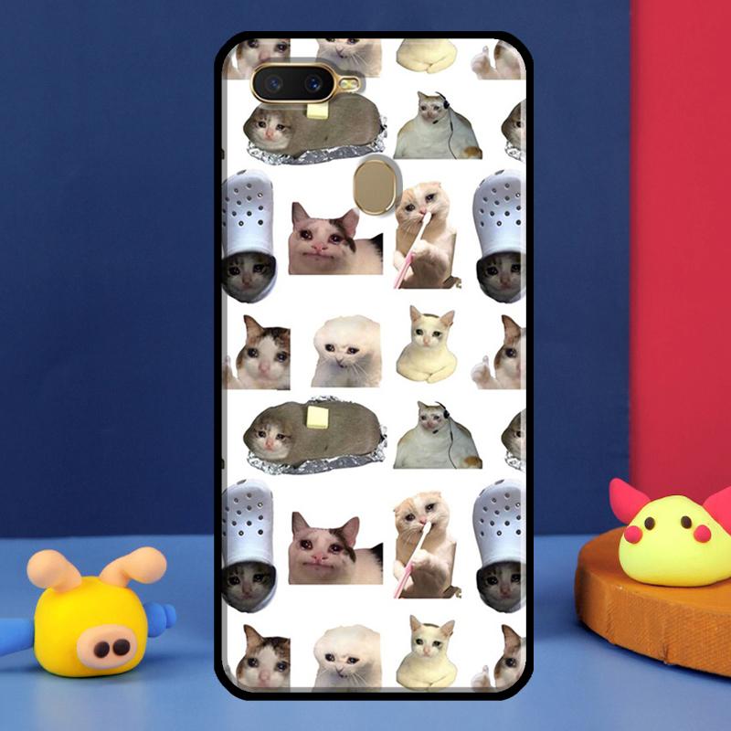 Crying Cat Memes And Dog Case For Oppo A96 A76 A16 A74 A94 A54 S A57 A77 A58 A78 A98 A5 A9 A91 A15 A17 A52 A72 Cover