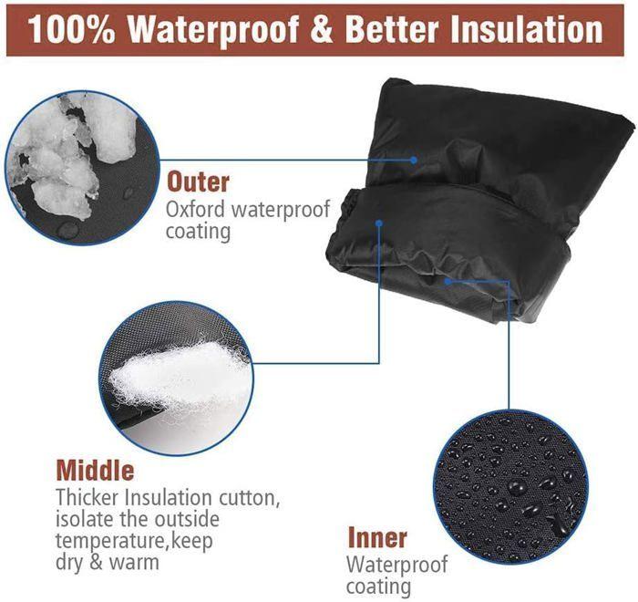 Set of 2 Thick Outdoor Faucet Covers - for Thermal Insulation and Freeze Protection - for Winter - Black