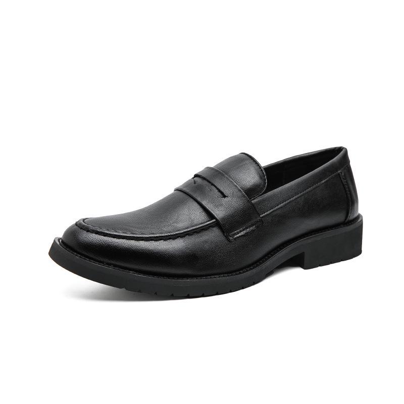 Men's Pointed Toe Leather Loafers: Retro British Style Slip-On, Height Increasing, Large Size, Perfect for Spring and Autumn.