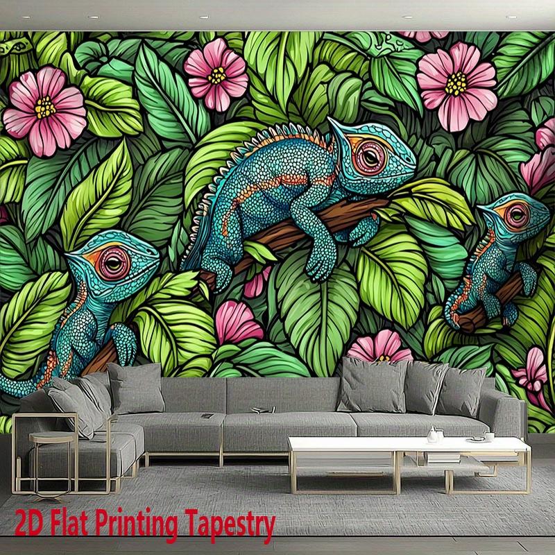 Tropical chameleon jungle Digital printing polyester wall tapestry suitable for use in living rooms bedrooms offices bars party