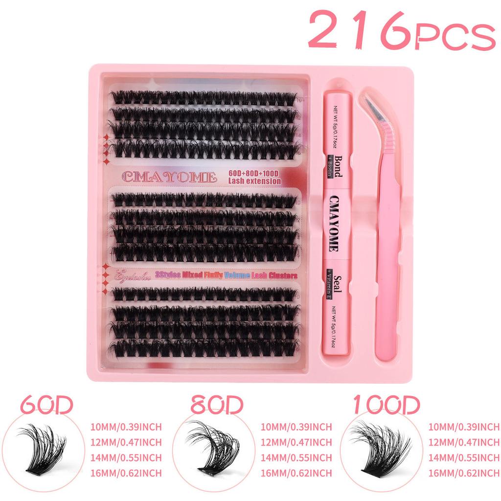 216 Clusters Of Dense Curled D-Curl Single Clusters Of False Eyelashes 10-16Mmdiy Segmented Grafting Of Natural Hair