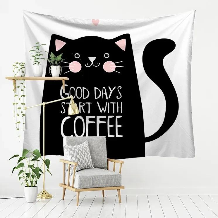 Cartoon Abstract Kitten Pattern Tapestry Home Wall Decoration Tapestry Bedroom Living Room Tapestry