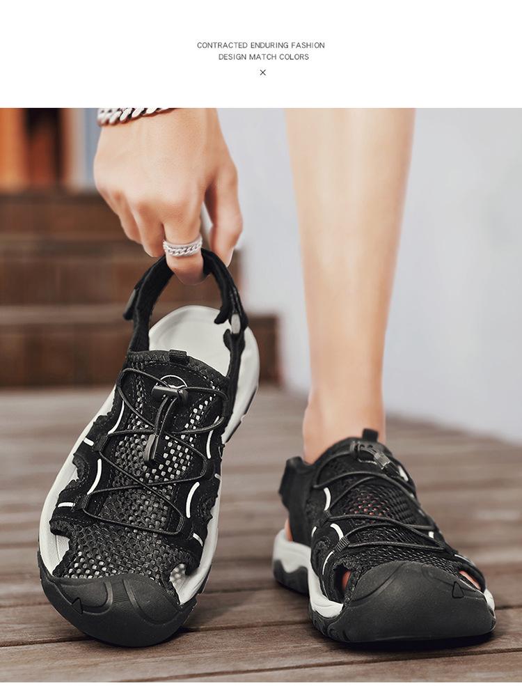 Men's 2024 Breathable Outdoor Sandals, Non-Slip Sport Beach Shoes with Hollow Design, Large Sizes Available