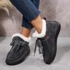 Fashion New Womens Winter Ankle Boots Slip On Suede Snow Boots Plush Casual Fur Warm Cotton Shoes Outdoor Casual Ladies Flat Bottom Shoe