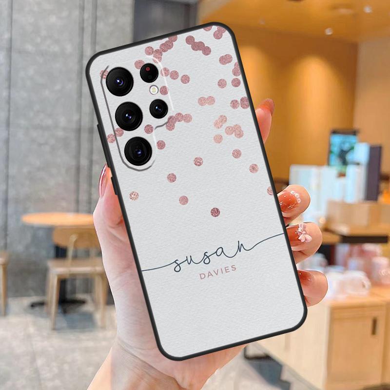 Personalised Initials Polka Monogram Case For Samsung Galaxy S23 S22 Ultra S20 S21 FE S9 S10 Note 10 Plus Note 20 Ultra Cover