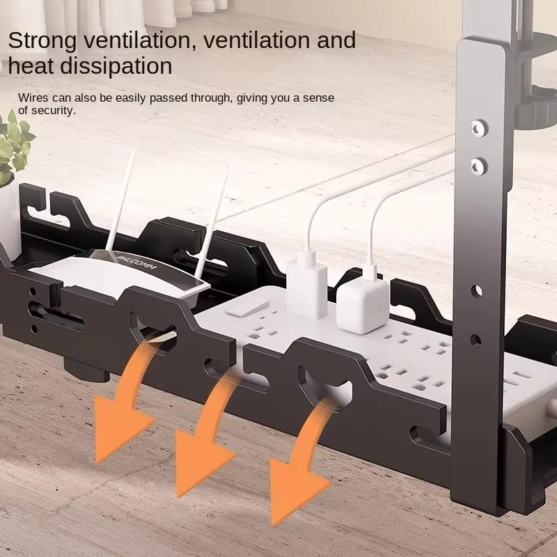 No Drilling Under Desk Wire Management Tray Retractable Cable Organizers In Home Office PC Router Data Wire Metal Storage Rack