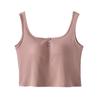 Women's Solid Color Vest Without Wires, Padded Round Neck Bottoming Top