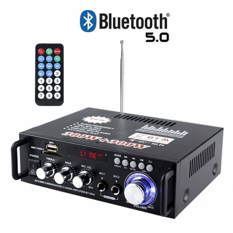 BT-298A Mini Portable Car Power Amplifier 12V Bluetooth HIFI Audio Amplifier Home Cinema Stereo Speaker 18X13.6X5.5CM