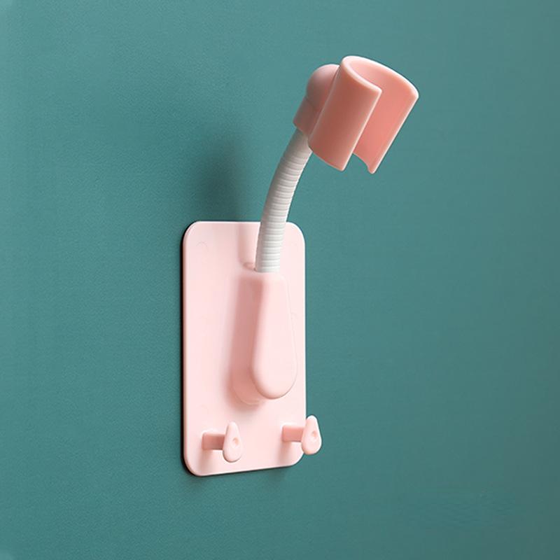 1Pc Self Adhesive 360° Adjustable Shower Head Holder Wall Mount with 2 Hooks for Bathroom Showerhead Bracket.
