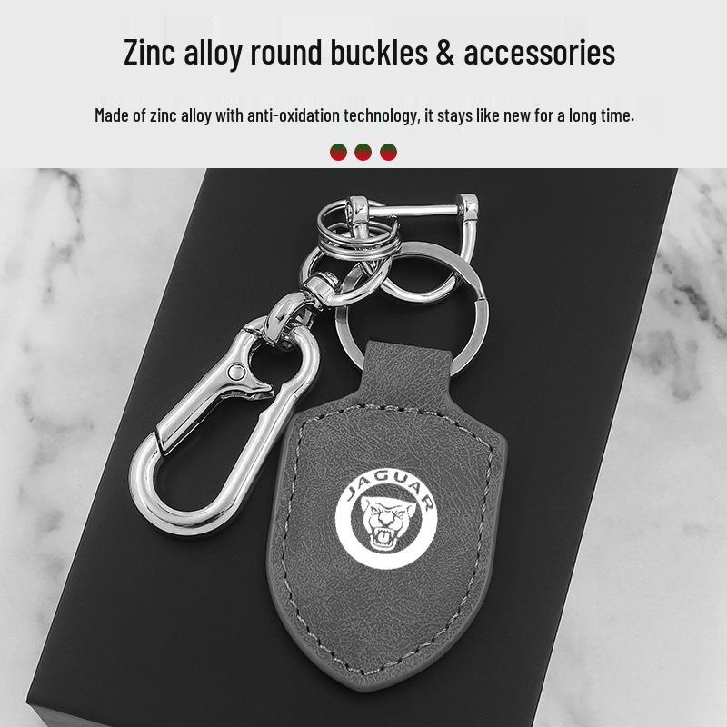 Carbon Fiber Pattern Leather Keychain for Jaguar XEL, F-Pace, F-Type, and XF