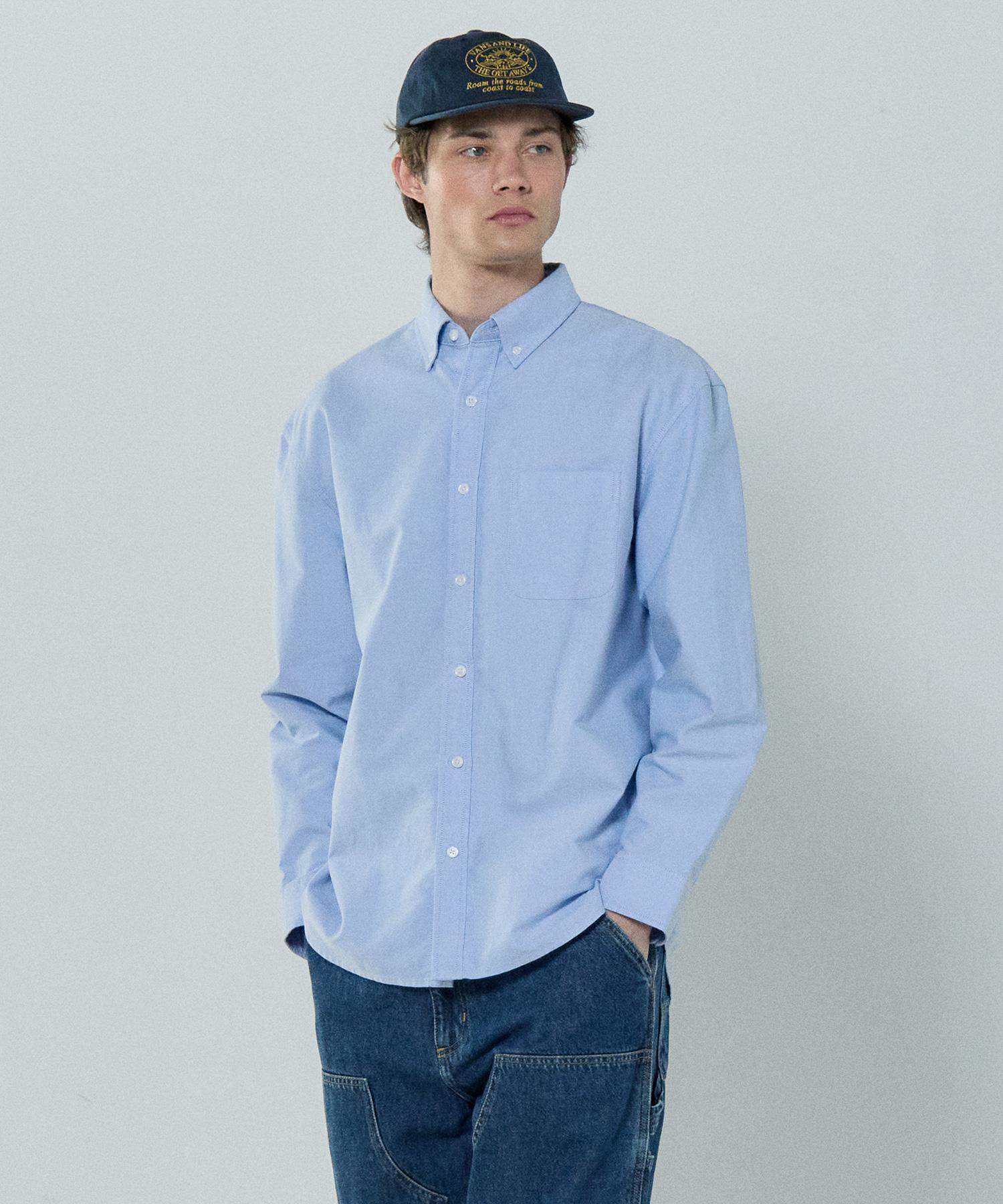 Basic House Oxford Semi-Overfit Long Sleeve Shirt Sky Blue Lzws0101 Sb/100
