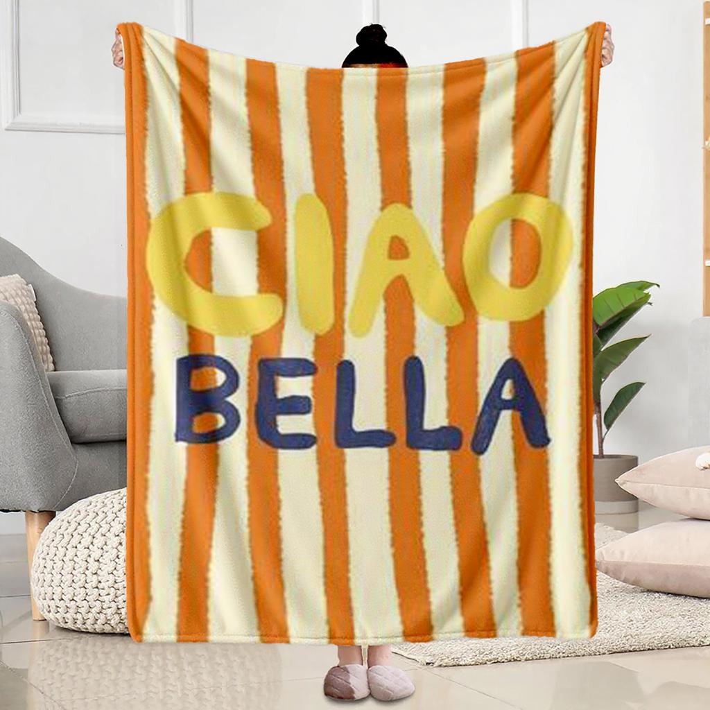 Ästhetische Ciao Bella Zitatdecke Kuschelige Plüsch-Sofa-Überwurfdecke Weiche Bett-Dekorative Nickerchen-Decke Für Alle Jahreszeiten Heimdekoration