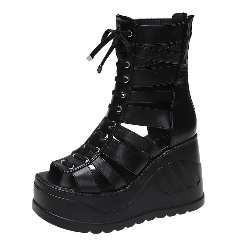 

Босоножки на платформе с открытым носком и молнией сзади, больших и маленьких размеров 32-43, женские сандалии-гладиаторы на танкетке на высоком каблуке, элегантные, летние 2025, элегантные 35