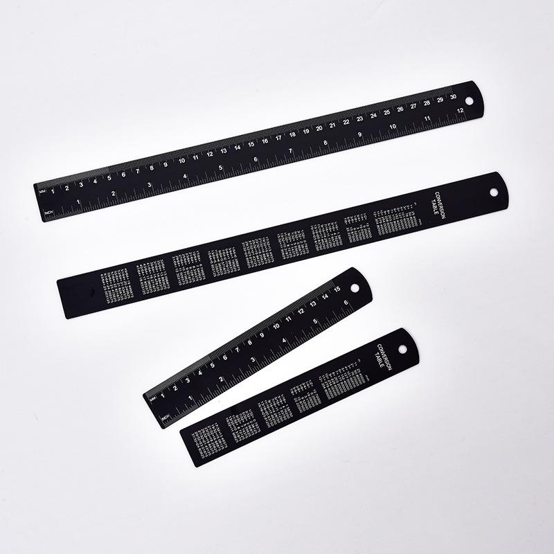 30cm Black Aluminum Alloy Multi-purpose Straight Ruler for Woodworking and Measuring 15cm
