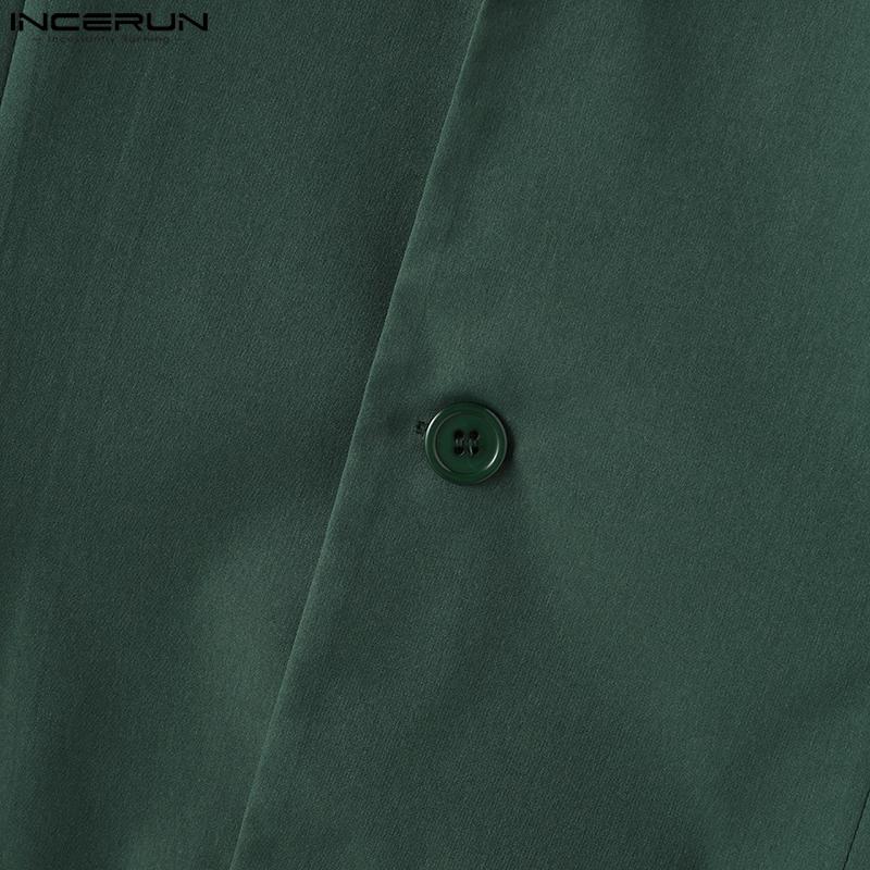 INCERUN Summer 2PCS Men Lapel Short Sleeve Shirts Long Suits Trousers Sets