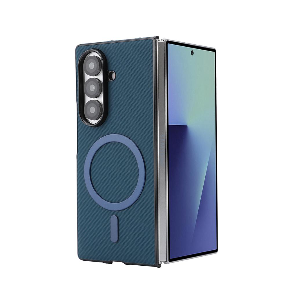 Schokbestendige Ultra Dunne Koolstofvezel Lederen Hoesje Voor Samsung Galaxy Z Fold 7 6 5 4 3 Retro Zakelijk Magnetisch Voor Magsafe Cover