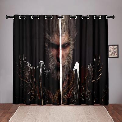 3D Game Black Myth WUKONG Pattern Curtains 2 Panels Young People Game Lovers Living Room Bedroom Esports Room Decor