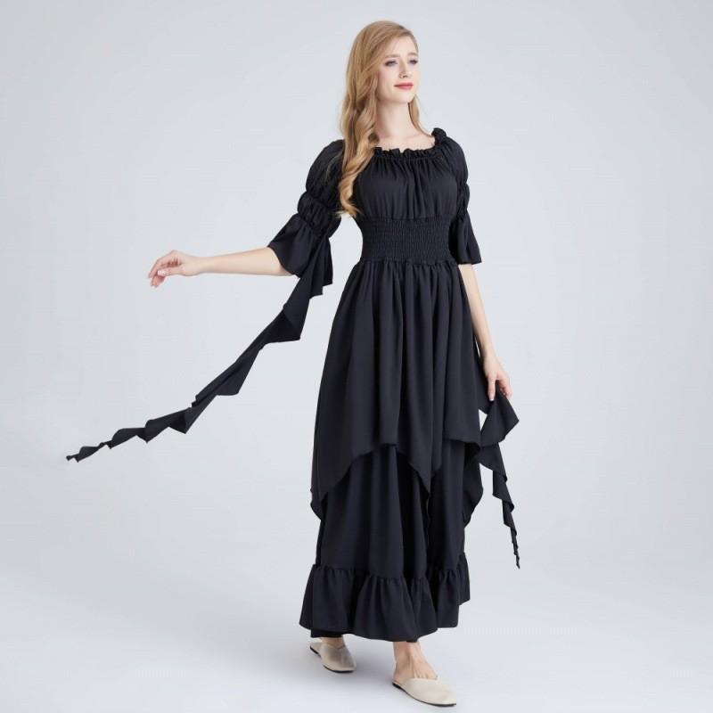Renaissance Gothic Alluring Dress For Women Stunning Stage Costume In Black Burgundy White