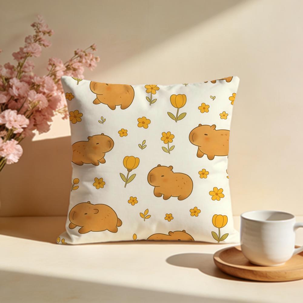 Chill Capybara Cushion Cover Soft Pillow Cases for Home Bedroom Living Room Sofa